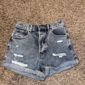 PacSun Gray Jean Shorts with Distressed Details